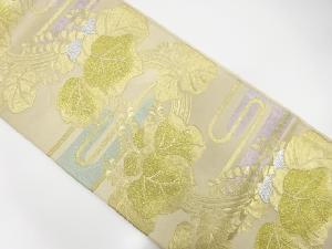 アンティーク　流水に菊模様織出し袋帯（材料）